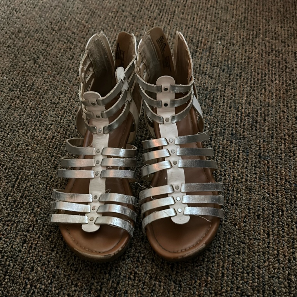 Cute Silver And White Sandals